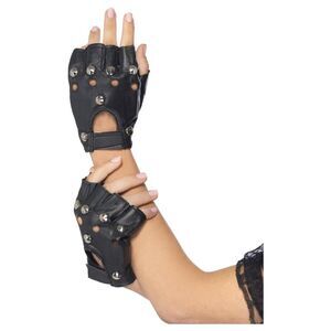 Smiffys Unisex Adult Fingerless Punk Gloves / Black